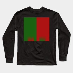 Hochland Heraldry Colours - Halved with Flame Edging - Red and Green Long Sleeve T-Shirt